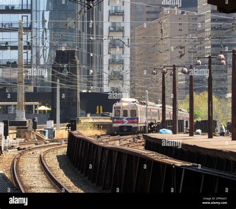 A Septa Regional Rail Silverliner V Train Approaches Th Street