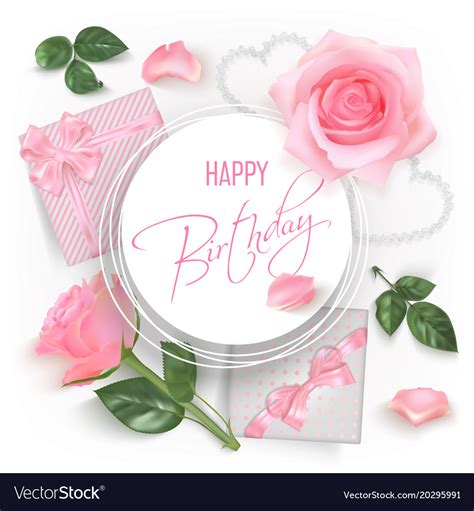 Happy birthday card with red roses Royalty Free Vector Image