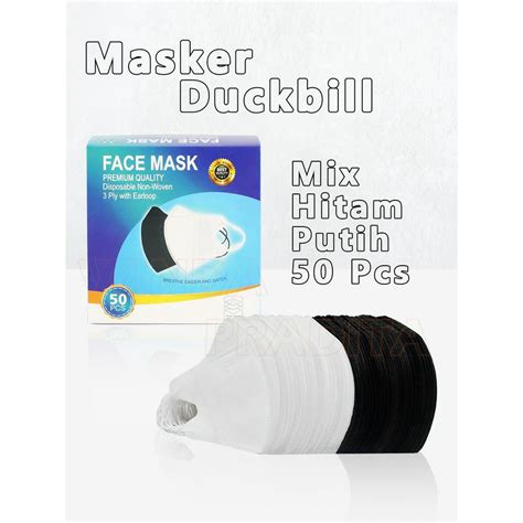 Jual Masker Duckbil Masker Duckbill 50 Pcs Warna Hitam Putih Facemask 1