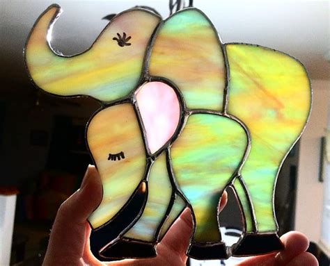 Stained Glass Elephants Multiple Options Etsy