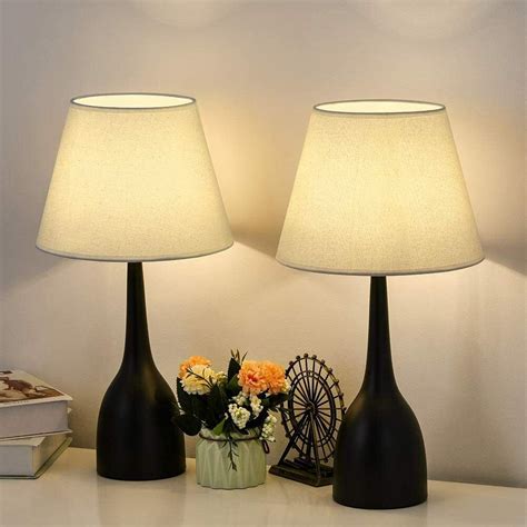 HAITRAL Modern LED Lamp Pair - Small Bedside Table Desk Lamps for ...