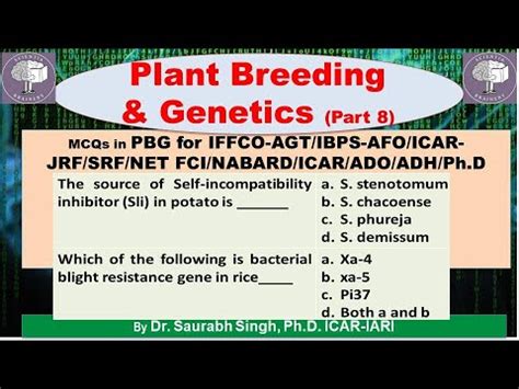 Plant Breeding And Genetics MCQs Part 8 For ICAR NET AFO ICAR JRF SRF