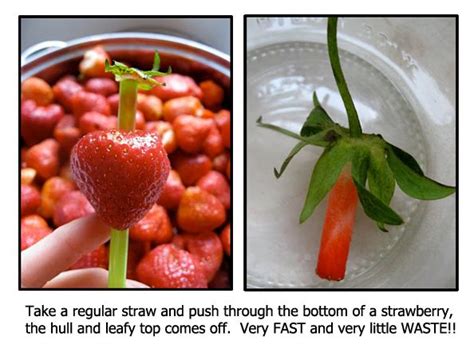 Hulling A Stawberry With A Straw Cool Gadgets Hull Strawberry