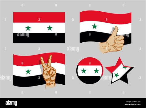 Syrien Flag Symbole Festgelegt Vektor Illustration Stock Vektorgrafik