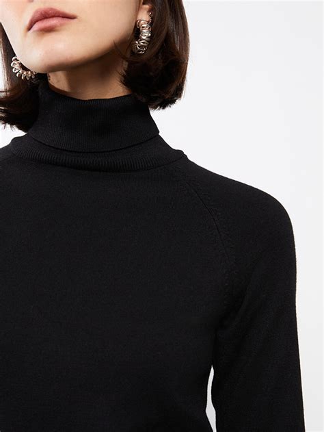 Pull à col roulé uni à manches longues pour femmes W2JO49Z8 CVL