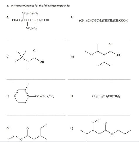 Solved Write Iupac Names For The Following Compounds