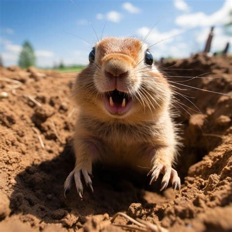 Premium Ai Image Playful Prairie Dog In Grassland Burrow