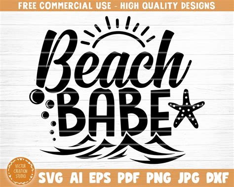 Beach Babe Svg File Vector Printable Clipart Summer Beach Etsy