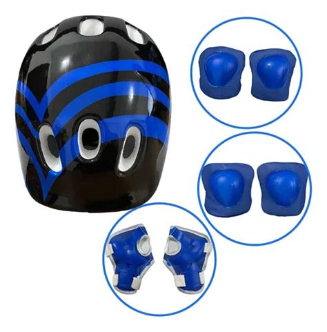 Kit Capacete Cotoveleira Joelheira Infantil Bike Skate Azul Mercadolivre