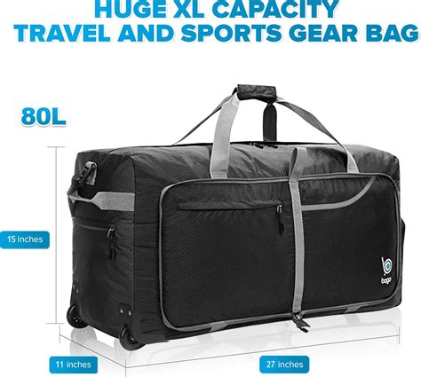 Buy Bago Rolling Duffle Bag With Wheels 27 80l Foldable Weekender Bag Waterproof Travel