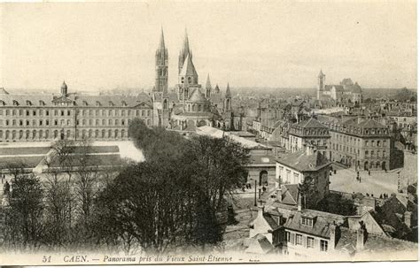 Caen Panorama Pris Du Vieux Saint Etienne Carte Postale Ancienne Et