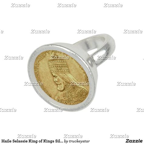 Haile Selassie King Of Kings Silver Ring Zazzle Silver Rings Rasta