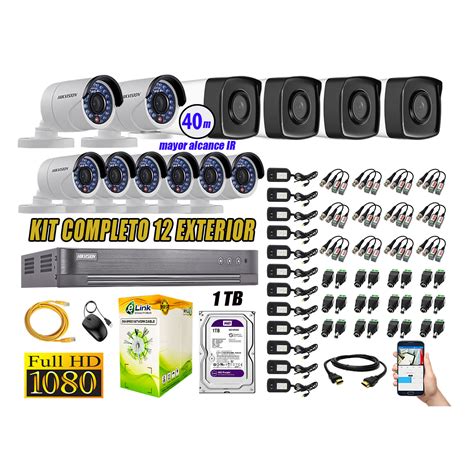 Ripley HIKVISION CÁMARAS DE SEGURIDAD KIT 12 EXTERIOR FULL HD 1080P