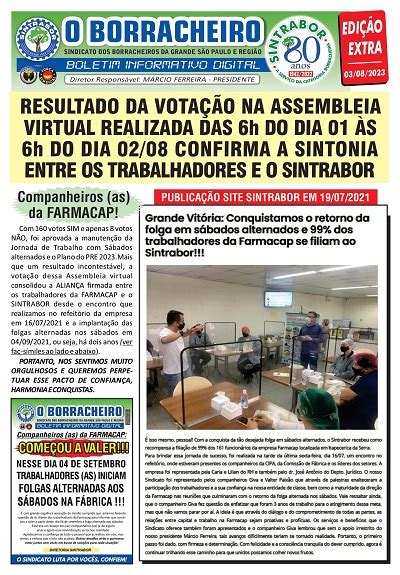 Boletim Informativo O Borracheiro Sobre A Assembleia Virtual Na