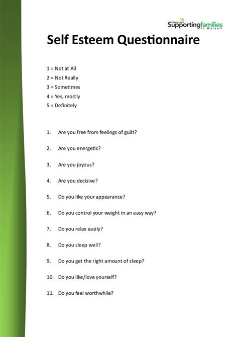 Printable Self Love Questionnaire