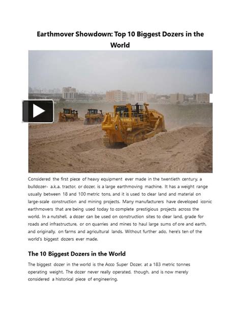 PPT Earthmover Showdown Top 10 Biggest Dozers In The World