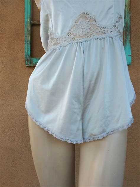 Vintage 1970z Lingerie Camisole Cami Teddy Set Gray N Gem