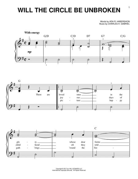 Will The Circle Be Unbroken Easy Piano Digital Sheet Music Sheet