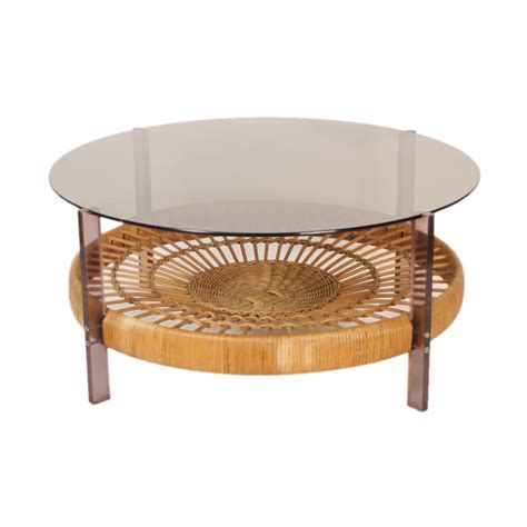 Smoked Glass Rattan Coffee Table S