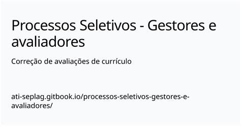 Corre O De Avalia Es De Curr Culo Processos Seletivos Gestores E