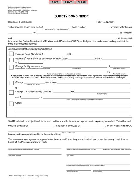 Florida Surety Bond Rider Fill Out Sign Online And Download Pdf Templateroller