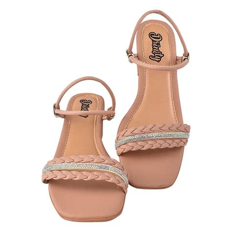 Sandália feminina adulta de salto bloco confortável SS11 Nude