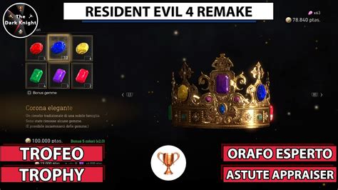 Resident Evil Remake Trofeo Orafo Esperto Astute Appraiser