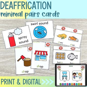 Deaffrication Minimal Pairs Flash Cards Print And Digital TPT