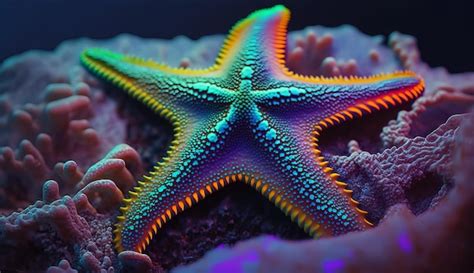 Premium Photo | A colorful starfish is on a coral reef.