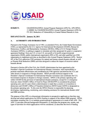 Fillable Online Apply07 Grants USAID DCHA OFDA Annual Program Statement