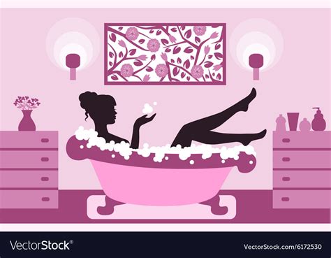 Woman Relaxing In Bath Foam Royalty Free Vector Image