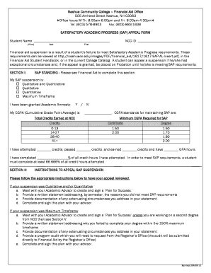 Fillable Online Nashuacc Sap Appeal Form Nashuacc Fax Email