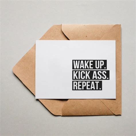 Tolle Postkarte Wake up Kick Ass Repeat Oh ist das schön
