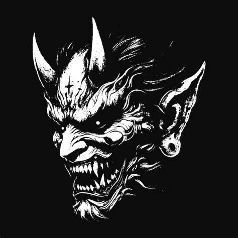 Premium Vector Dark Hannya Mask Japanese Oni Devil Oriental Horror