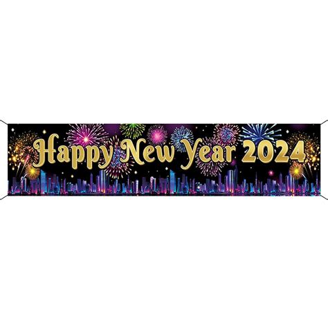 UgyDuky Xtra Large2024 Happy New Year Banner 120x20 Inch Happy New Year