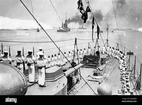 View Over The Deck Of The Cruiser Kasuga Of The Imperial Japanese Navy