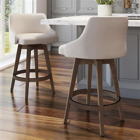 Amisco Nolan Cream Counter Upholstered Swivel Bar Stool In The Bar