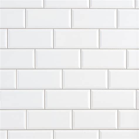 Bright White Ice Beveled Ceramic Wall Tile - 3 x 6 - 100132455 | Floor ...