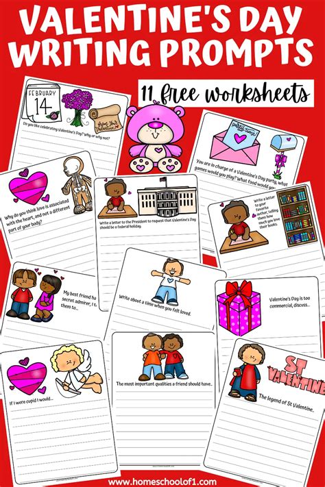 Valentines Day Writing Prompts 11 Free Worksheets