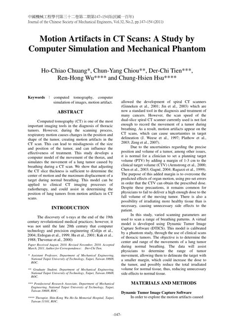 Pdf Motion Artifacts In Ct Scans A Study By Computer Simulation And