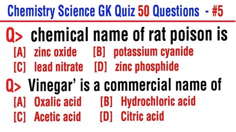 Chemistry Science Gk Questions And Answers Mcqs 50 Chemistry Science