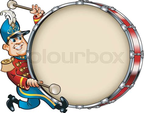 Cartoon Style Marching Band Bass Drum Player Stock Vector Colourbox