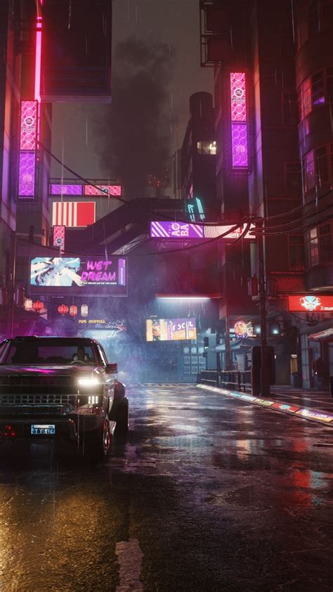 Video Game Cyberpunk Street Night Neon X Phone Hd