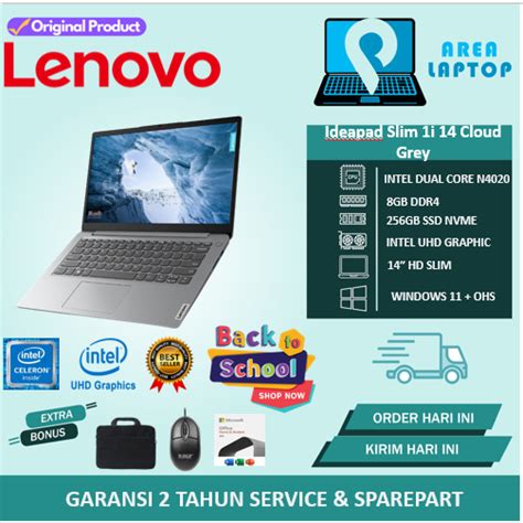 Jual Laptop Sekolah Lenovo Ideapad Slim 1i Intel Dualcore N4020 8gb 256gb Windows 11 Home Free