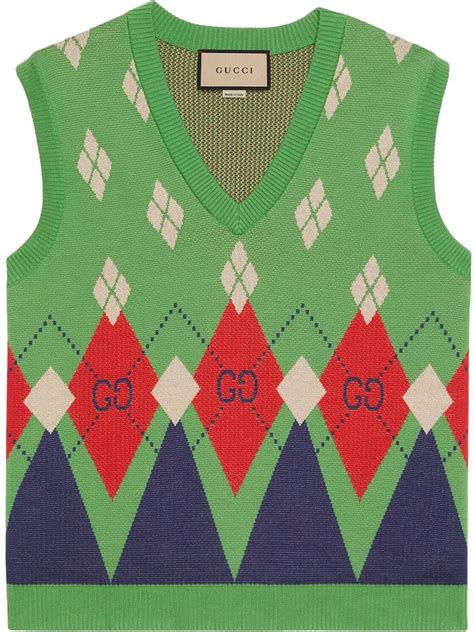 Gucci Gg Argyle Knitted Vest Farfetch