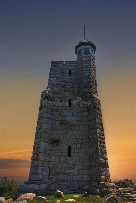 Skytop Tower Sunset On Mohonk Mountain In New Paltz New York Stock