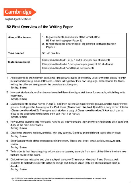 167893 Cambridge English B2 First Writing Overview UCLES 2008 This