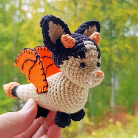 Bat Dragon plush toy. Creative me pets. Mini crochet animals. | Etsy