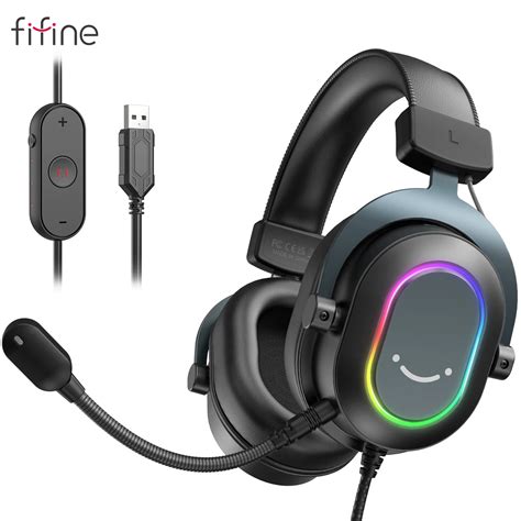 Fifine Dinâmico Rgb Jogos Fone De Ouvido Com Microfone Sobre Orelha