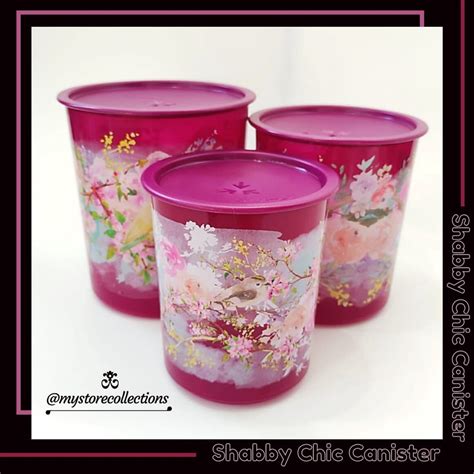 Jual Shabby Chic Canister Flower Bird Purple Toples Snack Ungu